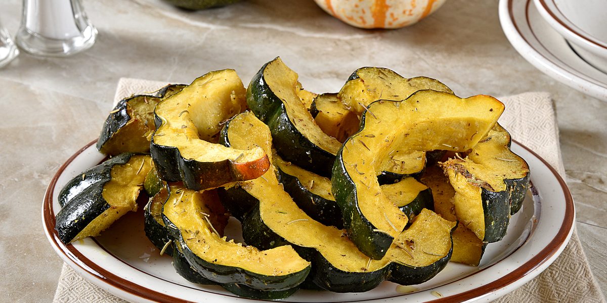 Sliced acorn squash roasted with butter and spices