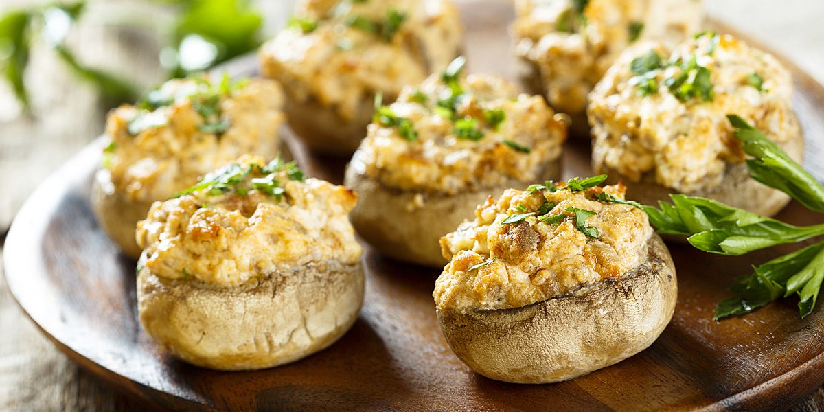 Stuffed mushrooms with salmon and cream