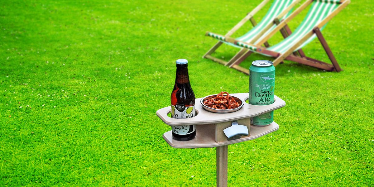 drinks table on the lawn